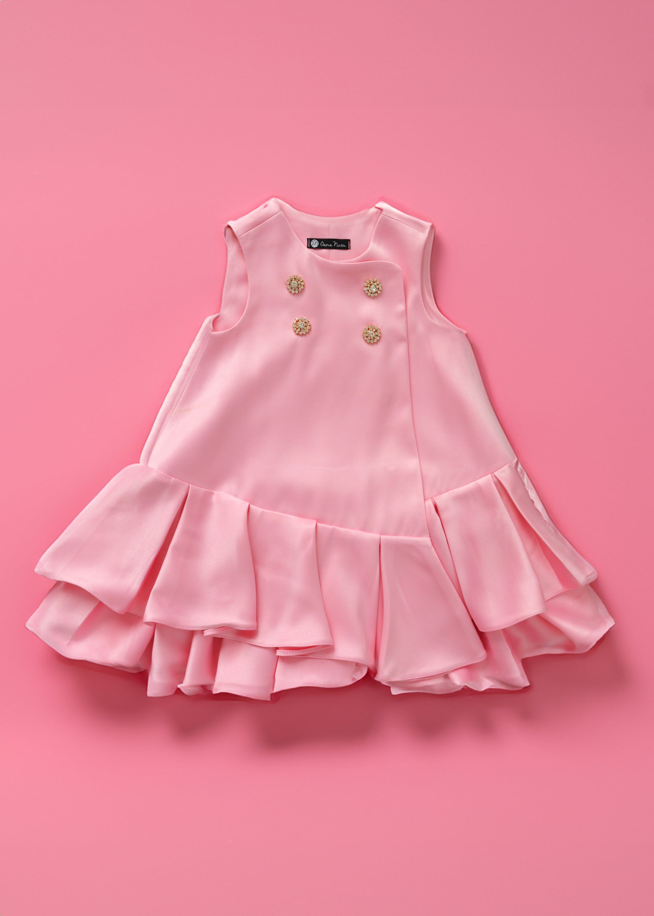 SATINATED PINK LITTLE GIRL DRESS