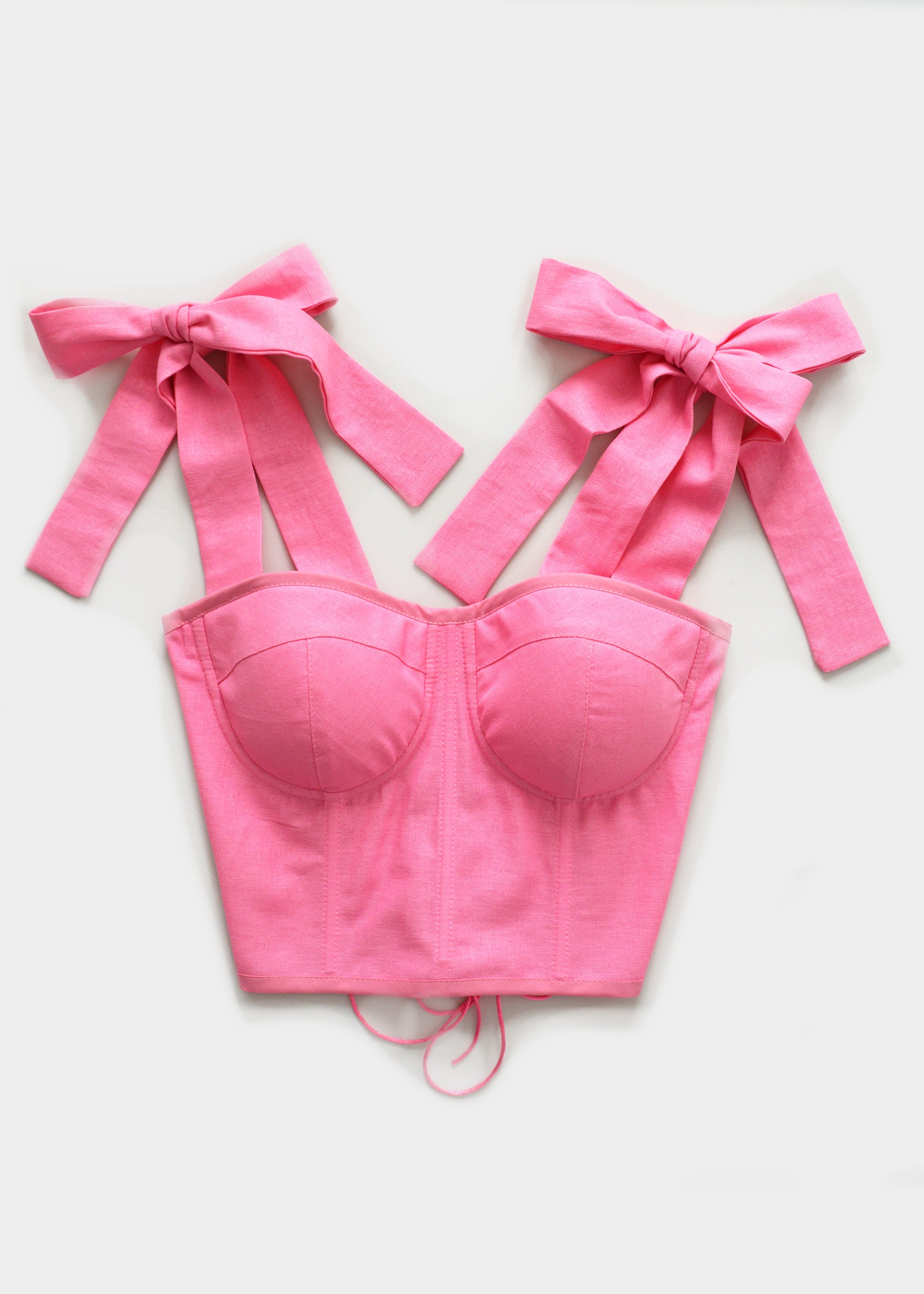 PINK LINEN WITH A BOW CORSET