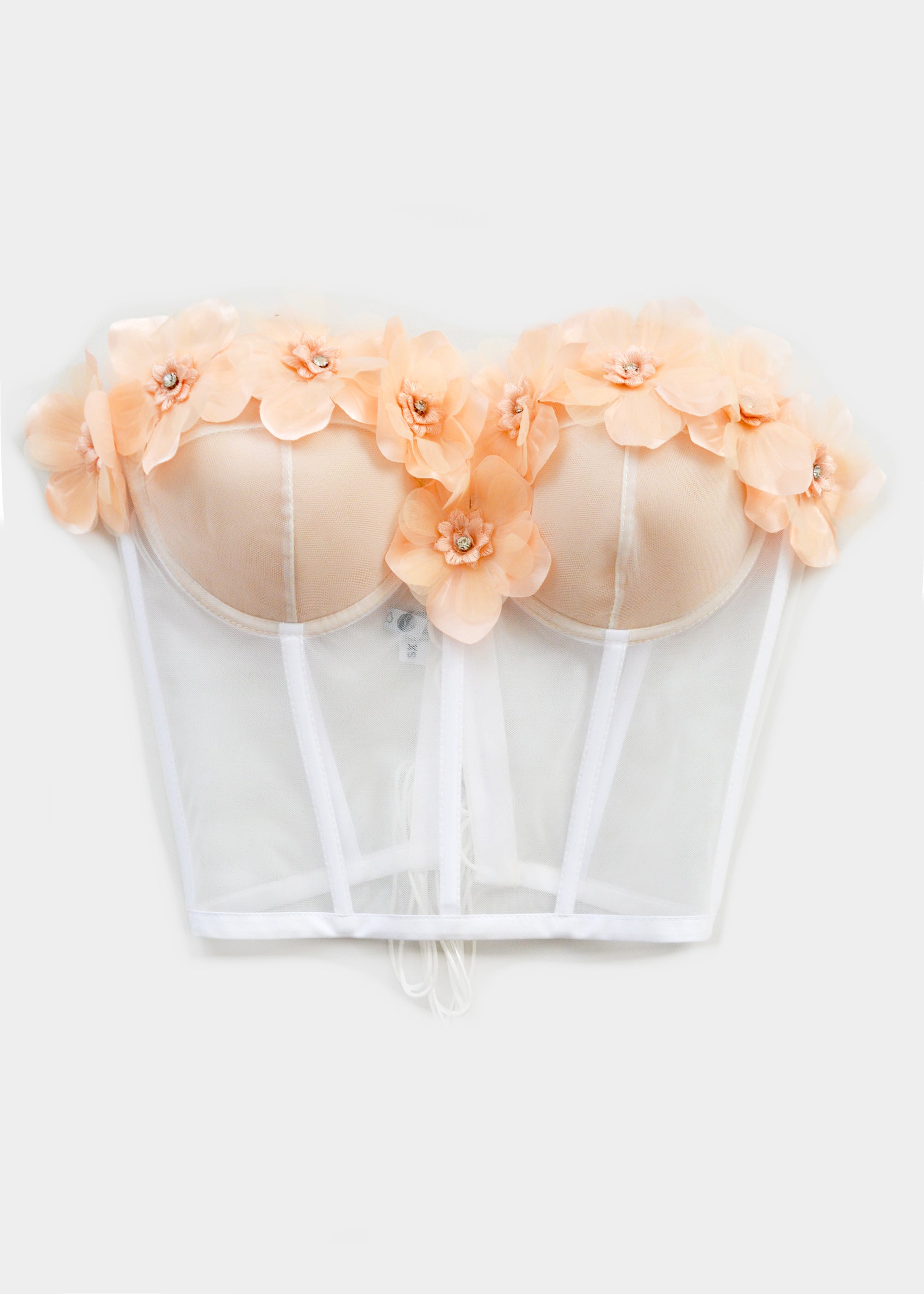 CHERRY FLOWERS PEACH CORSET