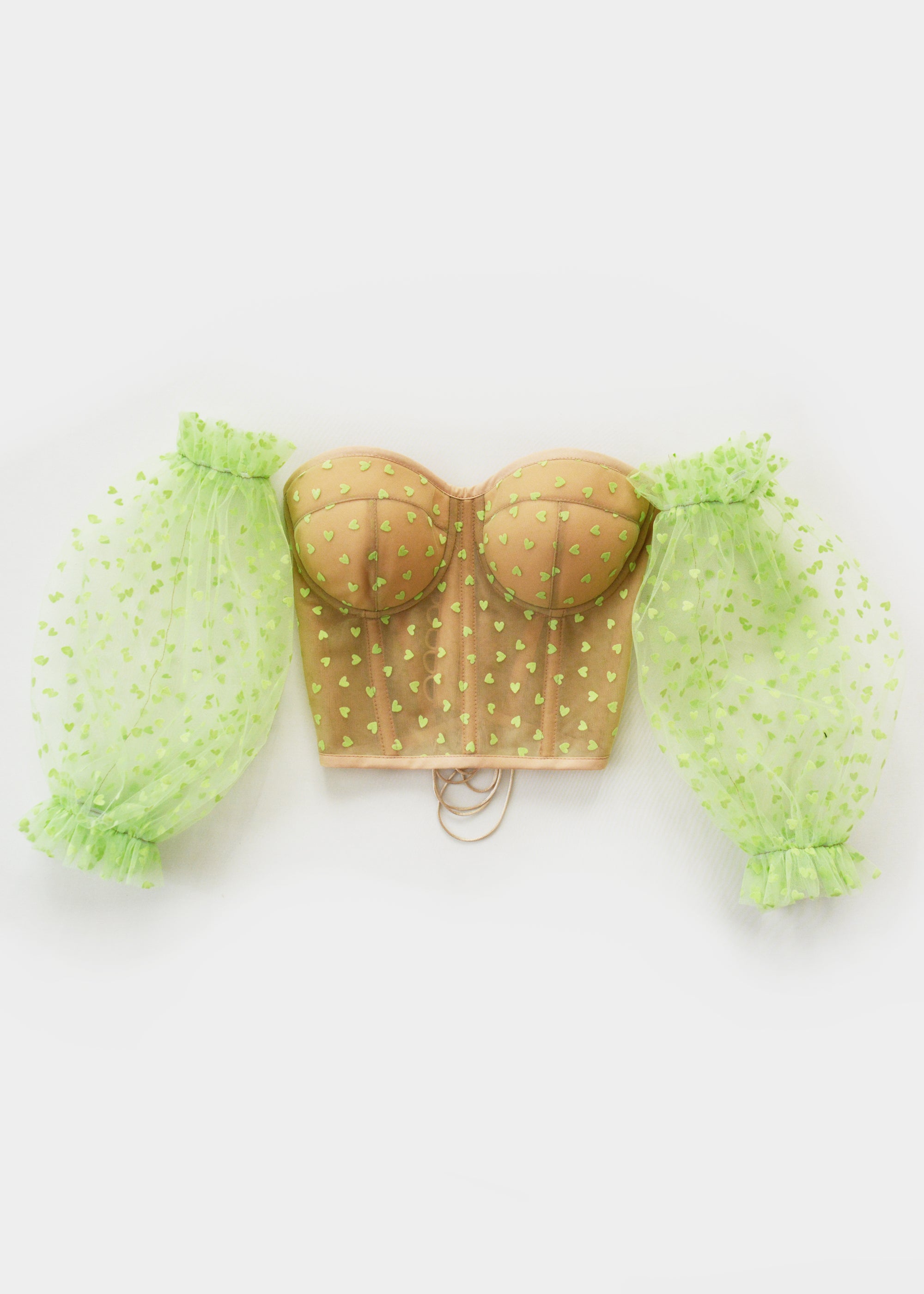 BUBBLE GUM LIME HEARTS CORSET