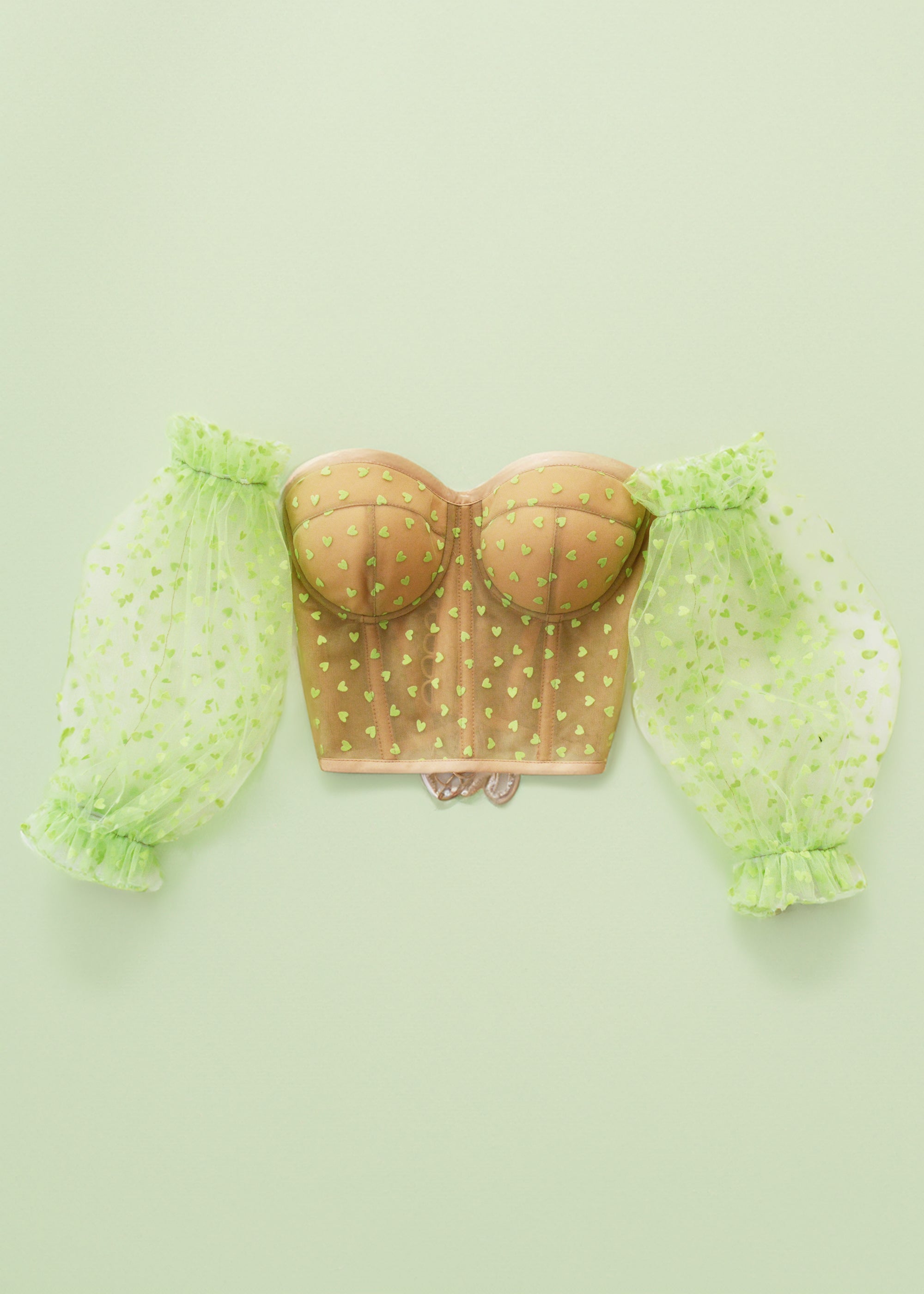 BUBBLE GUM LIME HEARTS CORSET