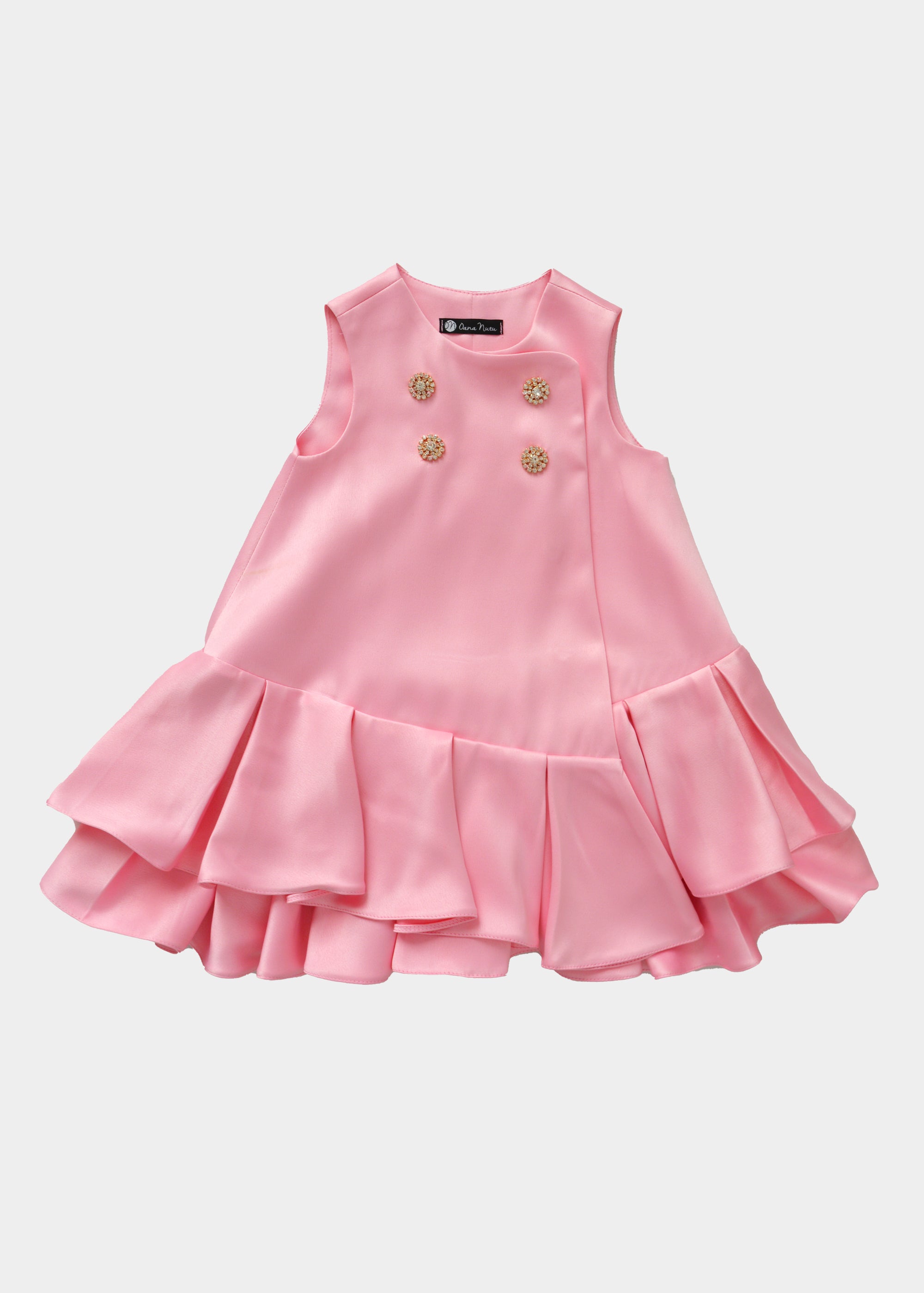 SATINATED PINK LITTLE GIRL DRESS