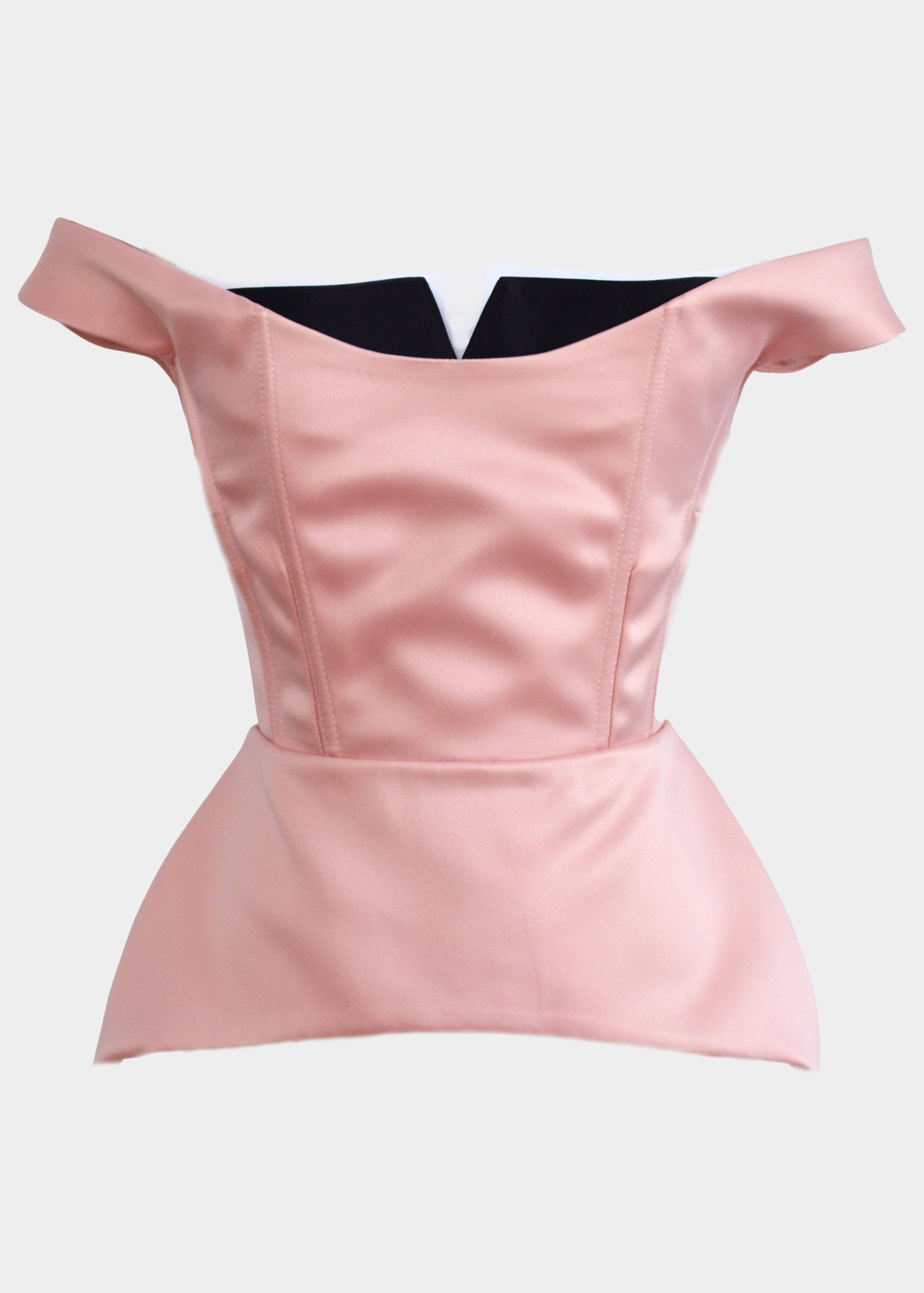 PINK SATINATED CORSET WITH PEPLUM