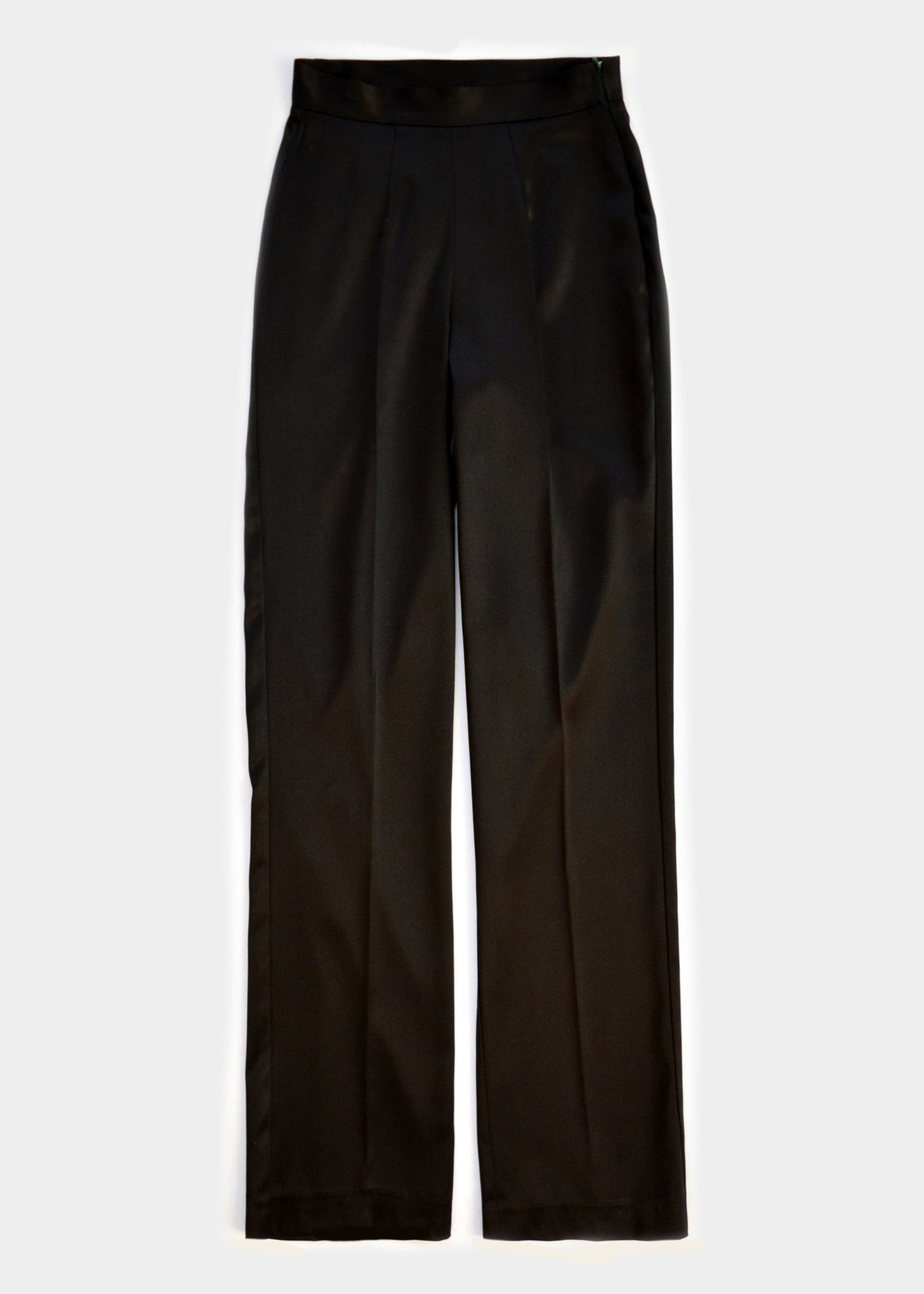 CLASSIC SATINATED LONG BLACK TROUSERS