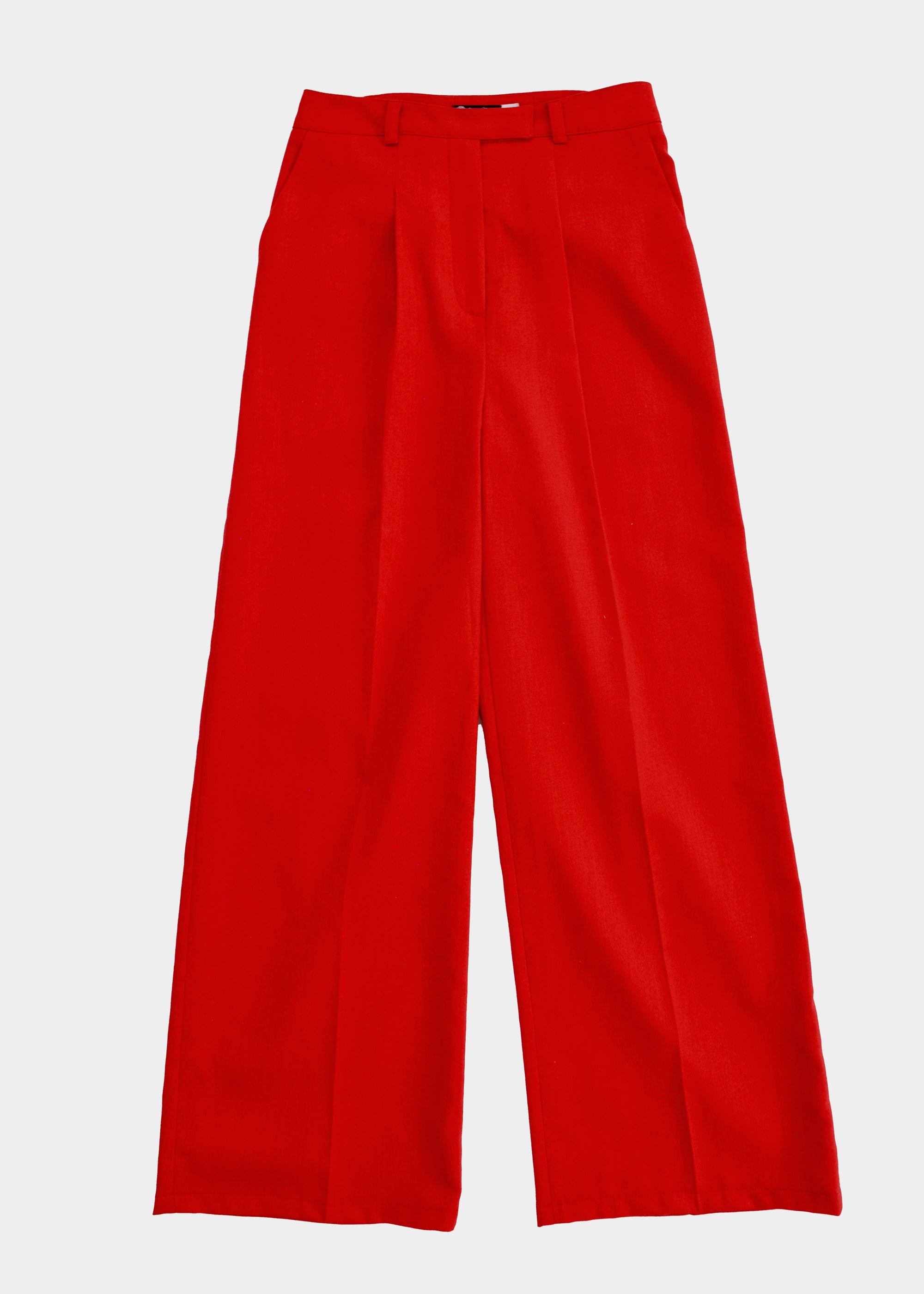 FLOWING LINEN PLEATED POPPY RED TROUSERS